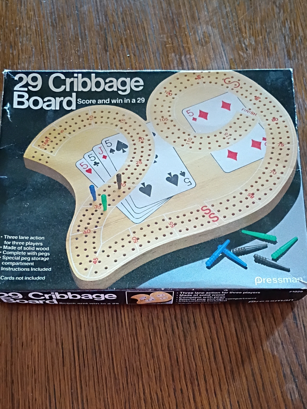 29 Cribbage Board Game - Natural Wood In Box 1983
